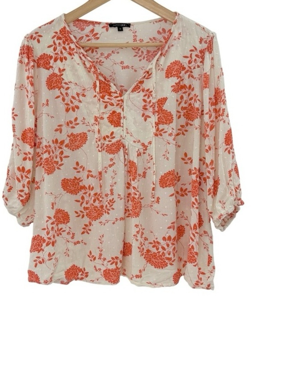 Joie Cream Blouse with Orange Floral Print